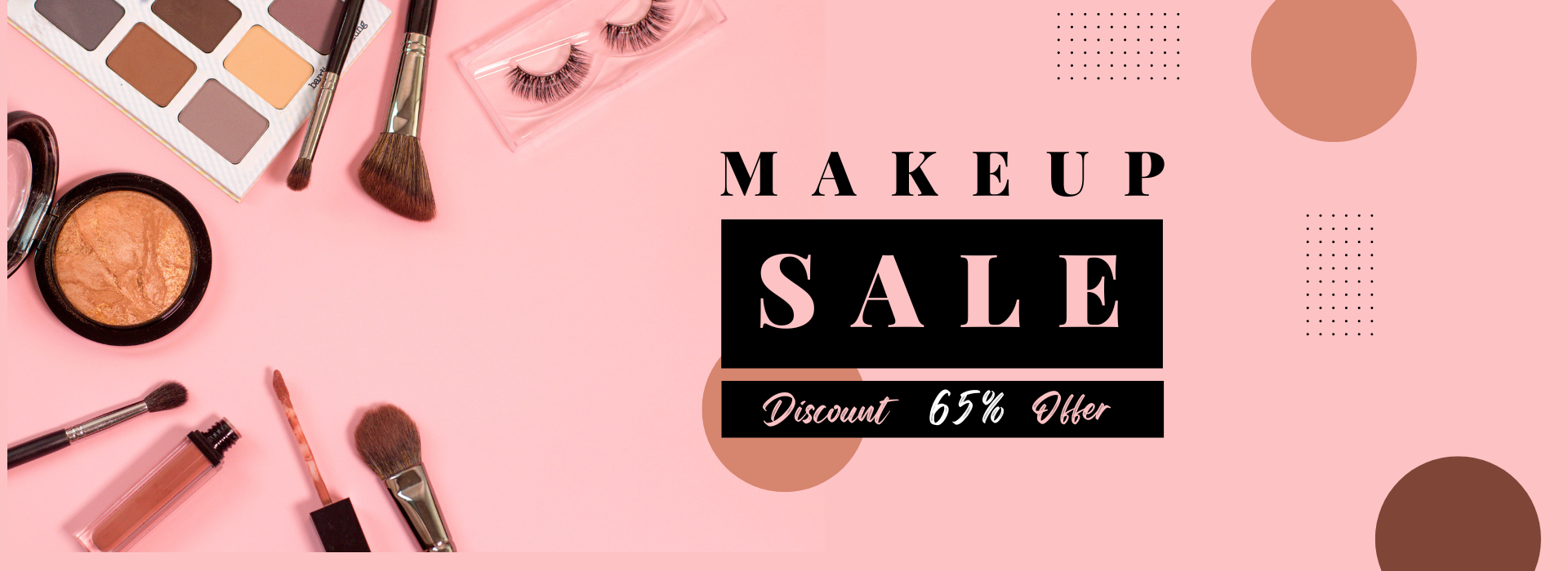 Pink Makeup Sale Banner Landscape (1920 x 700 px)